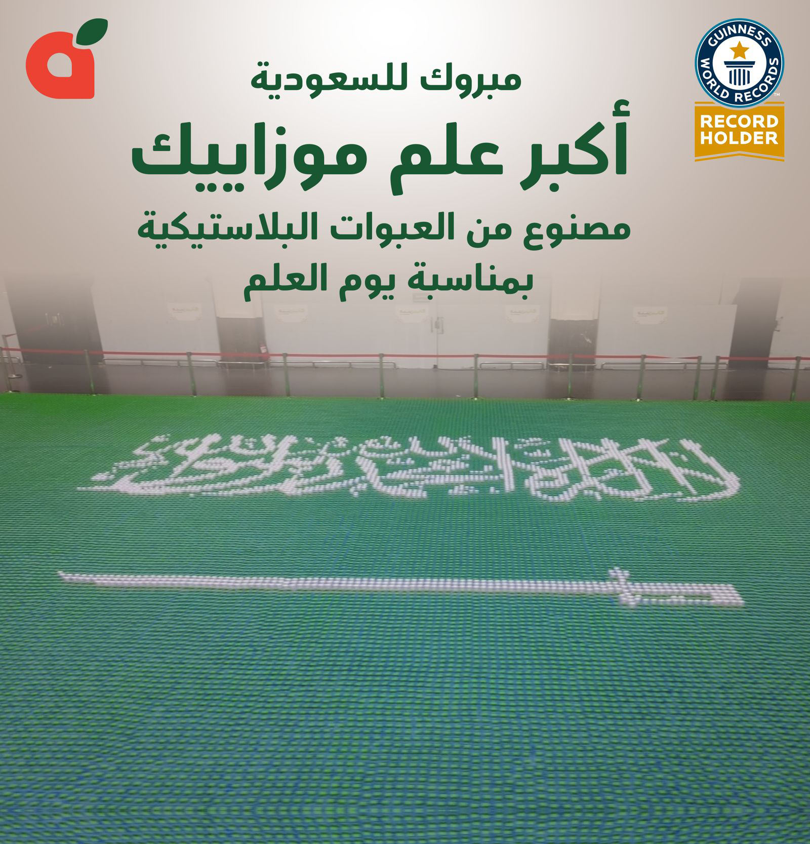 In celebration of the Saudi Flag Day Panda Achieves a Guinness World Records Title by Creating the Largest Mosaic Flag
